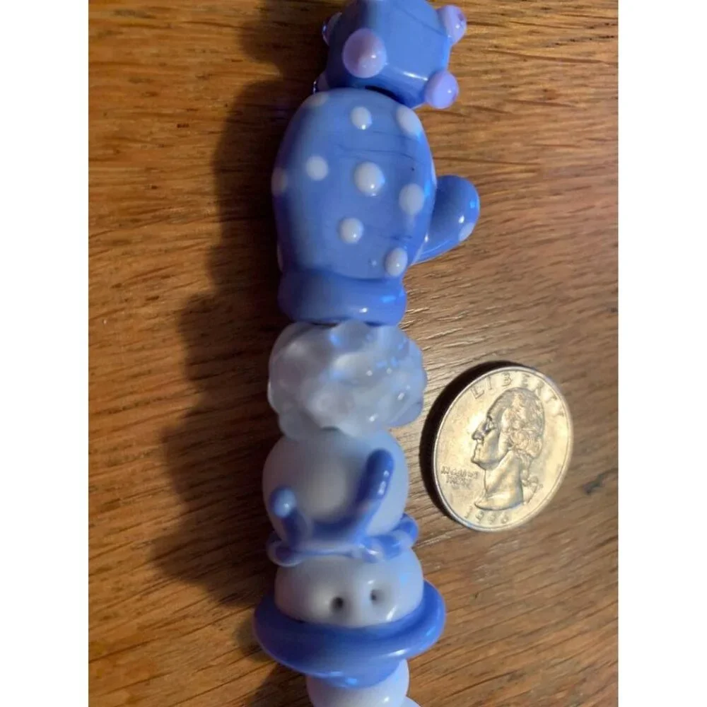 Handmade Blue Snowman Lampwork Glass Beads - New